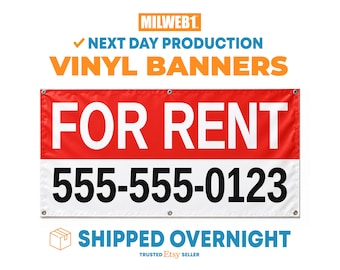 For Rent Custom Phone Number - Personalized Vinyl Banner - Free Overnight Shipping