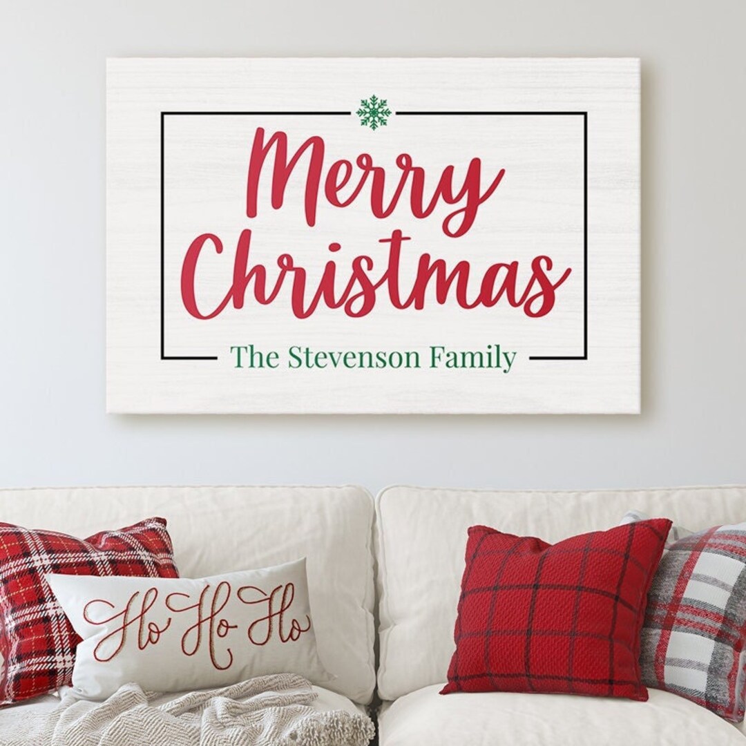 Personalized Family Name Wall Decor / Merry Christmas Custom Sign