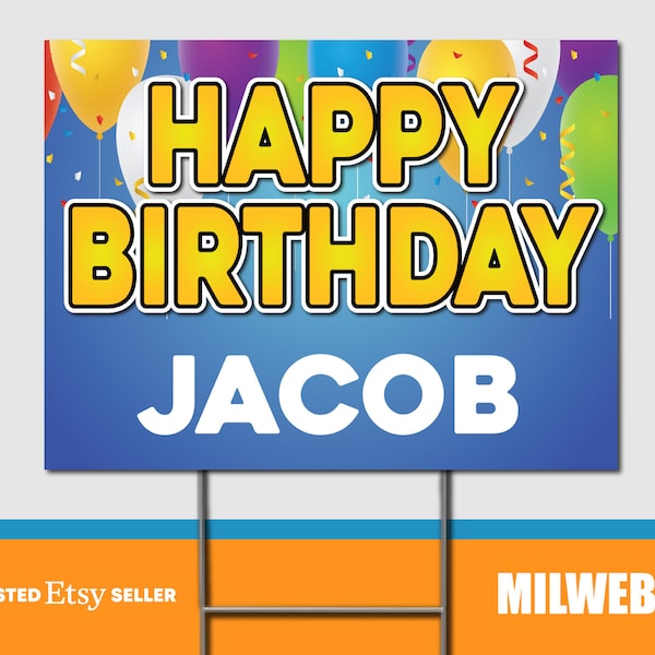 Happy Birthday Yard Sign With Stakes Etsy