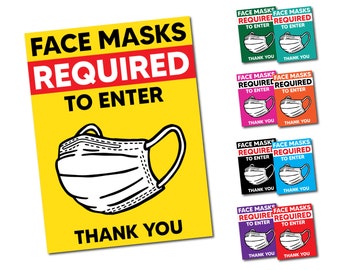 Face Mask Sign Mask Required Sign Printable Bilingual Covid - Etsy