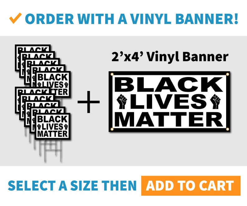 Free Overnight Shipping Sign Black Lives Matter BLM Fist Yard Signs 10 Pack with Stakes