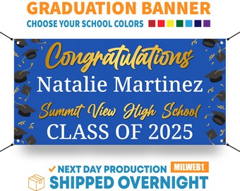 Graduation Banner Sign, Personalized Congratulations, School Colors, Custom Graduation Party Decorations, Class of 2025 Sign