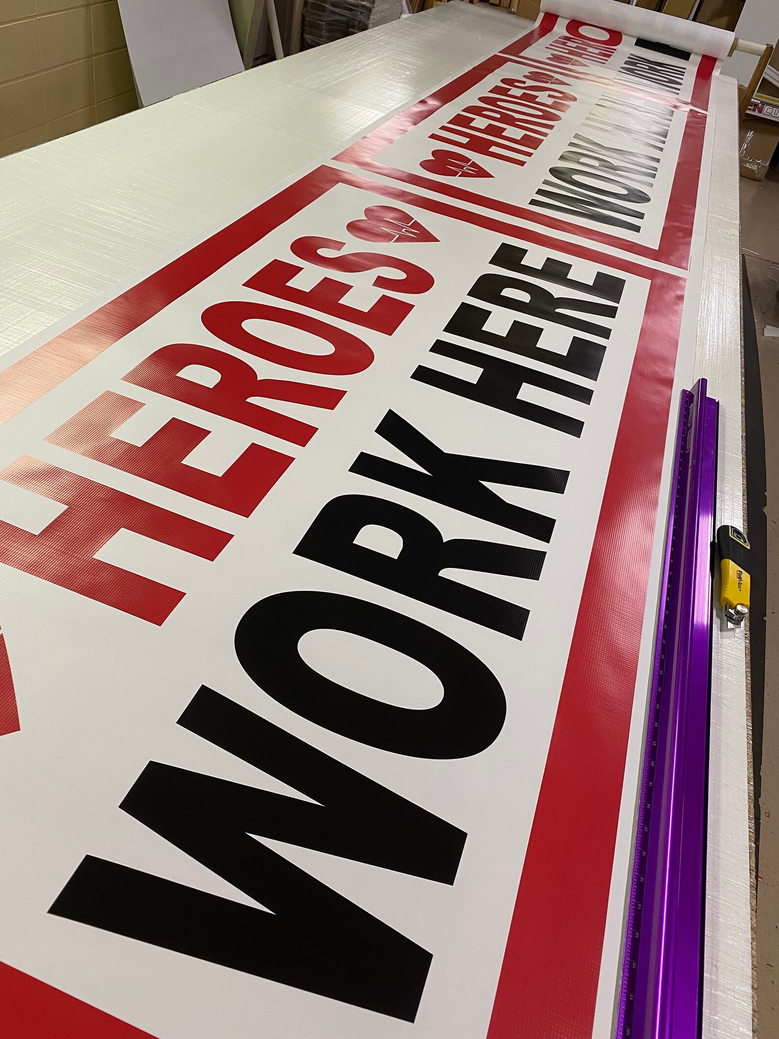 Heroes Work Here Vinyl Banner Sign Free Shipping | Etsy