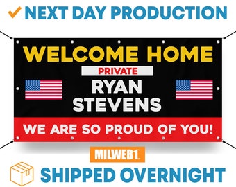 Welcome Home / Congratulations Soldier Military Service Customizable - Vinyl Banner - Sign - Free Overnight Shipping