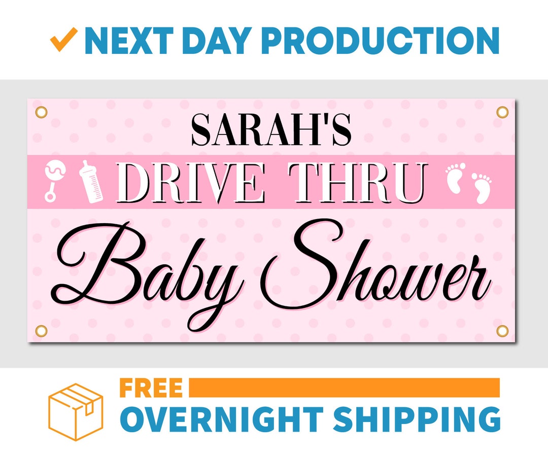 Baby Shower Drivethru Vinyl Banner Sign Free Overnight Etsy