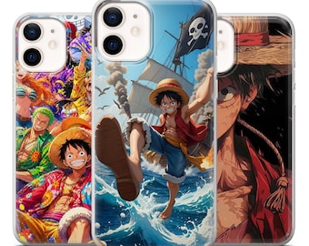 Cover per telefono One Piece con design Luffy Pirata per iPhone 17 Pro, 16E, 15, 14, 13, 12 Samsung S26, S25, S24Fe, A56, Pixel 10A, 9Pro XL 8A