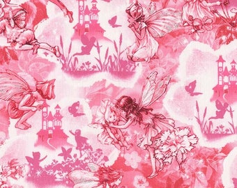 Quilting Craft Cotton Fabric Novelty Pink Grey Off To Dreamland Bundle B
