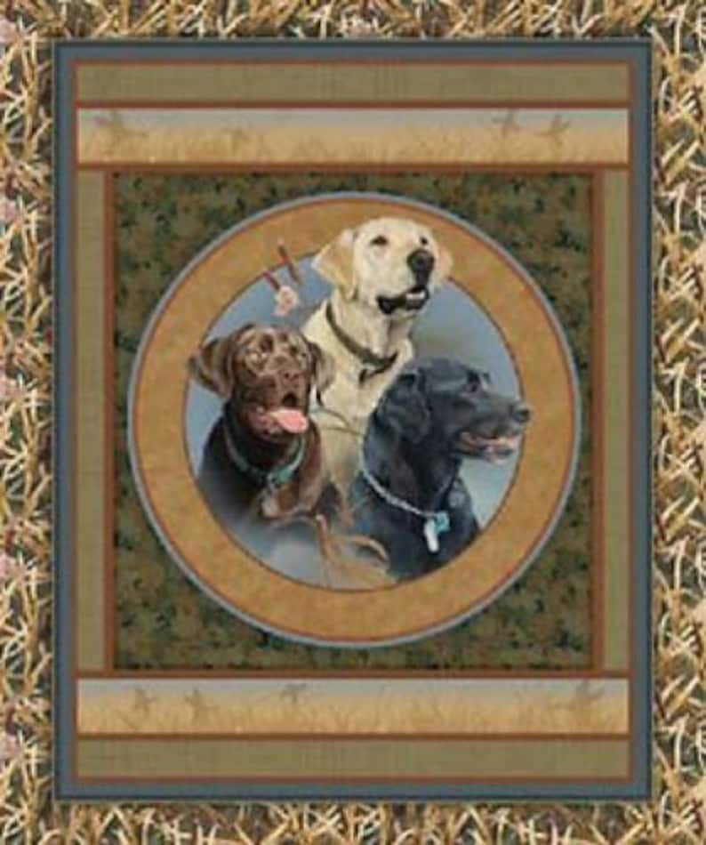 Loyal Retriever Dog Cotton Quilting Fabric Panel Golden Black Etsy