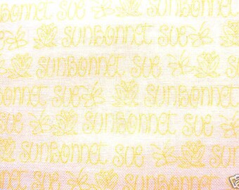 Fat Quarter Sunbonnet Sue Charming Sue Yellow Cotton Sewing Quilting Fabric
