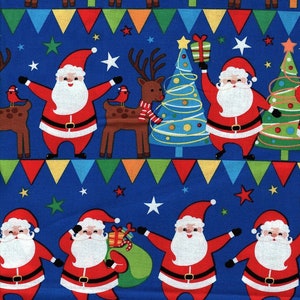Fat Quarter Jolly Santa Stripe 100% Cotton Quilting Fabric Christmas Rudolph