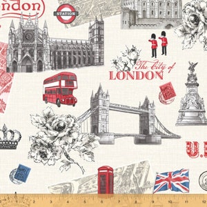 Fat Quarter London City Of London UK 100% Cotton Quilting Fabric