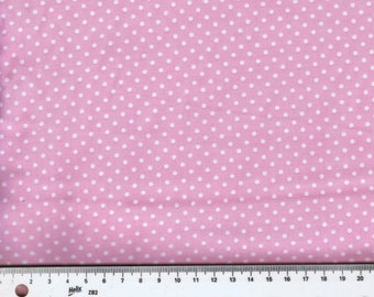 Fat Quarter Baby Pink With White Dots 100% Cotton Quilting Fabric Makower