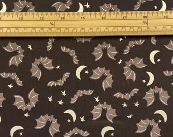 Fat Quarter Spooky Hollow Bats And Moons Black 100% Cotton Quilting Fabric