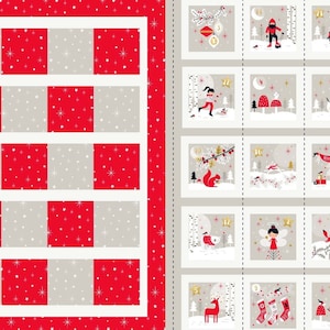 Woodland Christmas Advent Panel 100% Cotton Print Fabric
