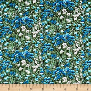 Fat Quarter Lighthouse Wonder Wildflowers 100% Cotton Quilting Fabric - Blue