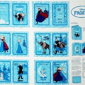 以下が含まれることがあります： ディズニー映画「アナと雪の女王」のキャラクターとシーンが描かれたファブリック正方形12枚セット。正方形は白の雪片が散りばめられた青色で、エルサ、アナ、オラフ、クリストフ、スヴェンなどのキャラクターが描かれています。キルト、クラフト、その他のプロジェクトに最適です。