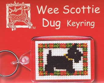 Wee Scottie Dug Dog sleutelhanger Cross Stitch Kit van textielerfgoed