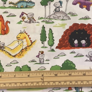 Fat Quarter Dragons And Knights Allover White 100% Cotton Quilting Fabric