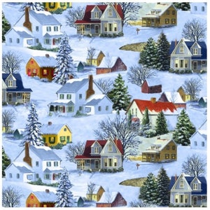 Fat Quarter Let It Snow Houses Christmas Holiday Cotton Sewing Quilting Fabric