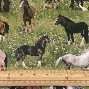 Fat Quarter Heavy Horses In The Fields Allover 100% Cotton Quilting Fabric