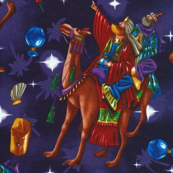 Fat Quarter Bethlehem Angels Christmas Cotton Quilting Fabric 50cm x 55cm