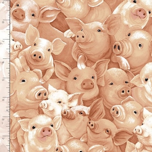 Fat Quarter Blakes Farm Pink Pigs Allover 100% Cotton Quilting Fabric