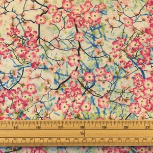 Fat Quarter Spring Pink Blossom Trees 100% Cotton Quilting Fabric