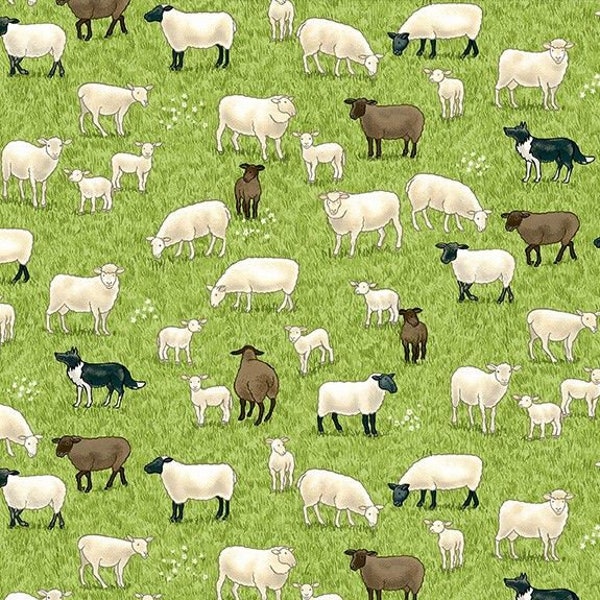 Fat Quarter Village Life Sheep And Sheep Dogs Fields 100% Cotton Quilting Fabric