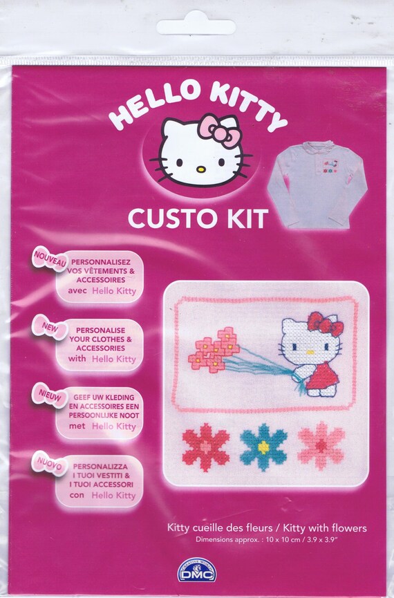 Kitty With Flowers Hello Kitty Custo Cross Stitch Kit by DMC Using