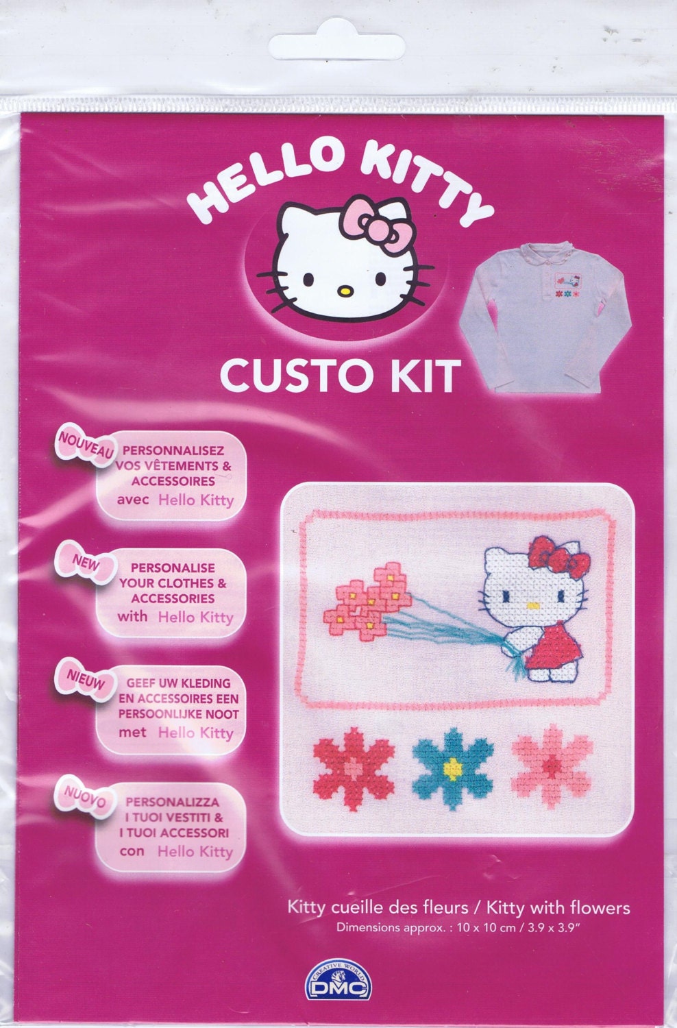 Kitty With Hello Custo Cross Stitch Kit by DMC - Etsy