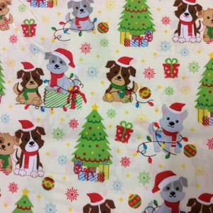 Fat Quarter Puppy Dog Christmas Allover Cotton Quilting Sewing Fabric