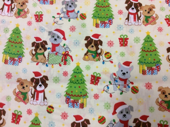 Fat Quarter Puppy Dog Christmas Allover Cotton Quilting Sewing Fabric