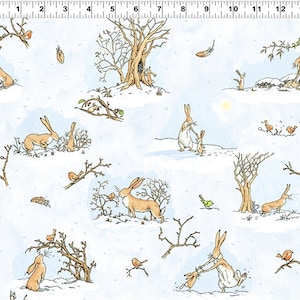 Fat Quarter Guess How Much I love You Hares In The Forest Blue 100% Cotton Quilting Fabric