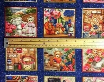 Buddy Bears Teddy Bear Cotton Quilting Fabric - 50 Panels Each 9.5cm x 8.5cm