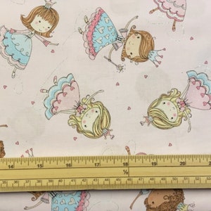 Fat Quarter Glitter Pink Princess Girls 100% Cotton Quilting Fabric