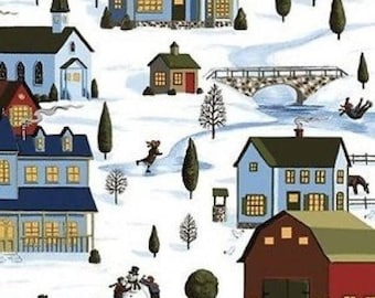Fat Quarter Snow Day Winter Village 100% Cotton Quilting Fabric