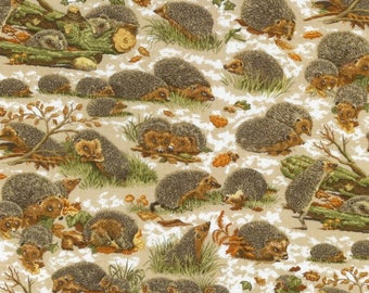 Fat Quarter Hedgehogs 100% Cotton Quilting Fabric