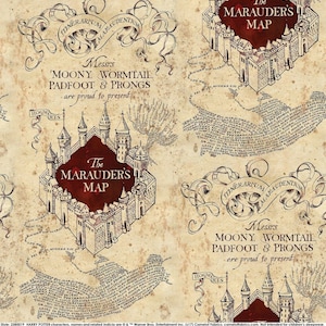 Tissu à coudre pour courtepointe Fat Quarter Harry Potter Marauder's Map 100 % coton