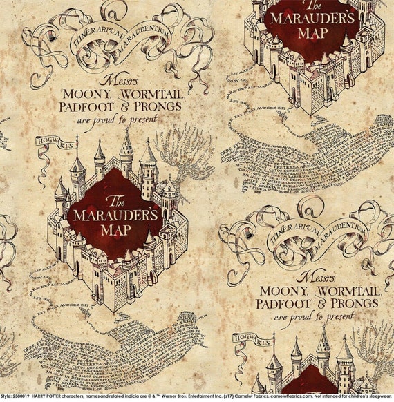 Tessuto da cucito trapuntato in 100% cotone Fat Quarter Harry Potter Mappa  del Malandrino -  Italia