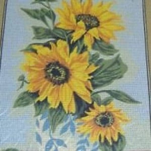 Sonnenblumen Im Blauen und Weißen Topf Wandteppich Nadelspitze Canvas Margot