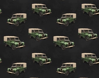 Fat Quarter Battle Zone Military Soft Topped Land Rover Cotton Quilting Fabric