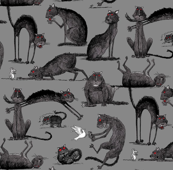 Fat Quarter Oddities Halloween Cotton Quilting Fabric Elizabeths Studio 4406