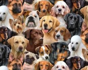 Fat Quarter Dog Breeds Dogs Cotton Quilting Fabric Elizabeth's Studio 1312 Black