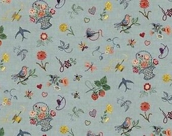 Fat Quarter Haberdashery Embroidery 100% Cotton Quilting Fabric Makower