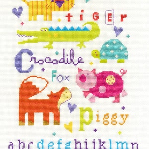 Animal Alphabet Sampler Cross Stitch Kit By DMC 14 Count Size 23 x 30cm