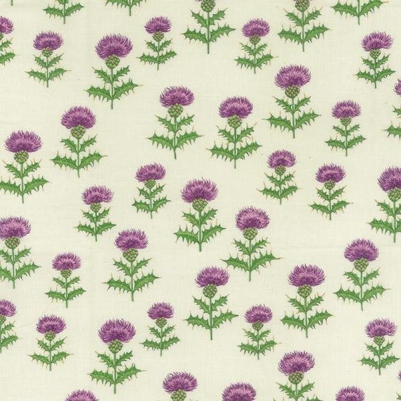 Quilting Fabric Large Purple Flowers Cream Background 100% Cotton Fat Quarter