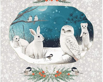 Winter Wonderland Animal Wildlife Panels 100% Cotton Print Fabric