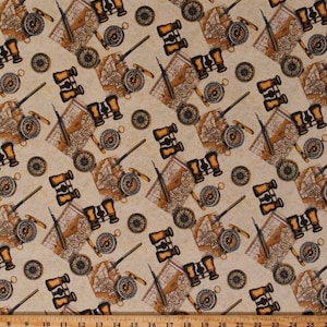 Fat Quarter Expedition Tools Carte Boussole Jumelles Tissu matelassé 100 % coton