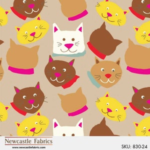 Fat Quarter Meow Cats Kittens Faces Feline Cotton Quilting Fabric 830 24