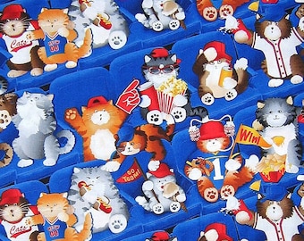 Fat Quarter Cats Sports Fans 100% Cotton Quilting Fabric